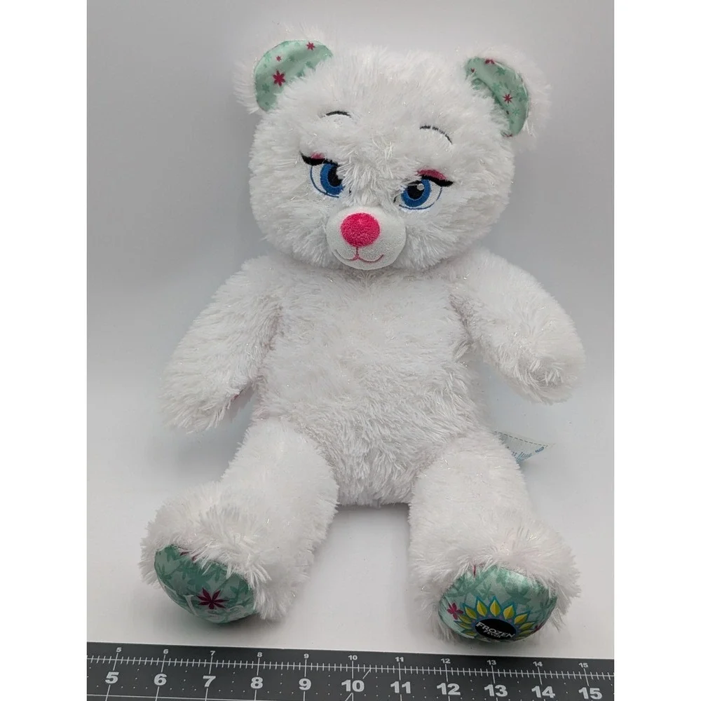 Build a Bear Frozen Elsa Bear Plush White Sparkles‎ Giggle Sound Box Stuffed